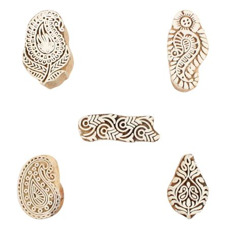 Set of 5 Piece New Mix Wooden Printing Blocks